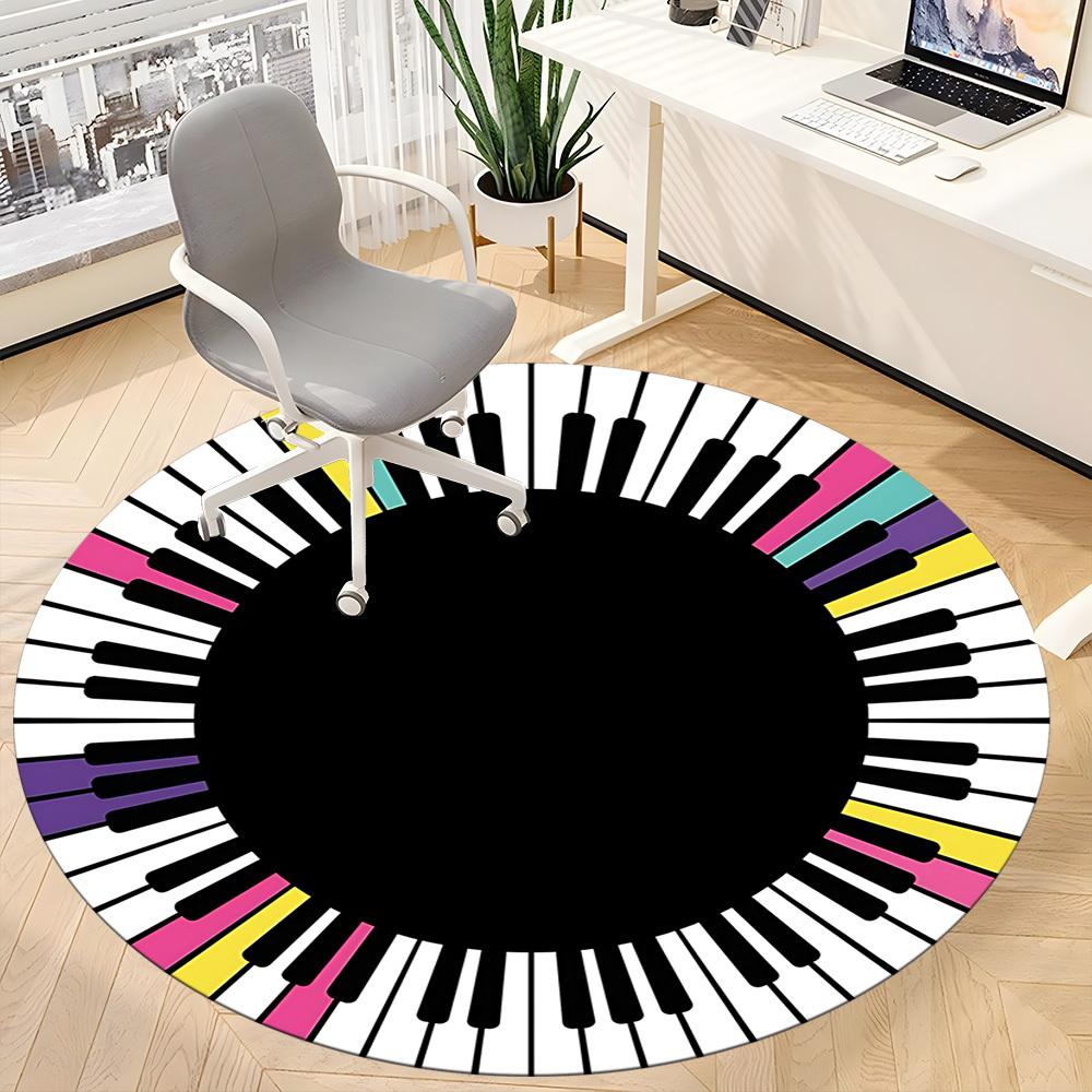 1PC Piano Keys Circle Chair Carpet for Office, Indoor Non-Slip Washable  Carpet, Soft Comfortable Mat For Office Room yy250930134