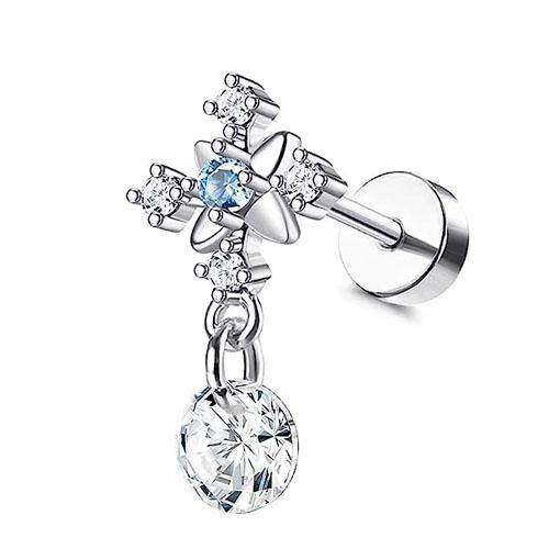 Bobisty 16G Cartilage Earrings for Women Stainless Steel Helix Piercing Jewelry Leaf Butterfly CZ Studs