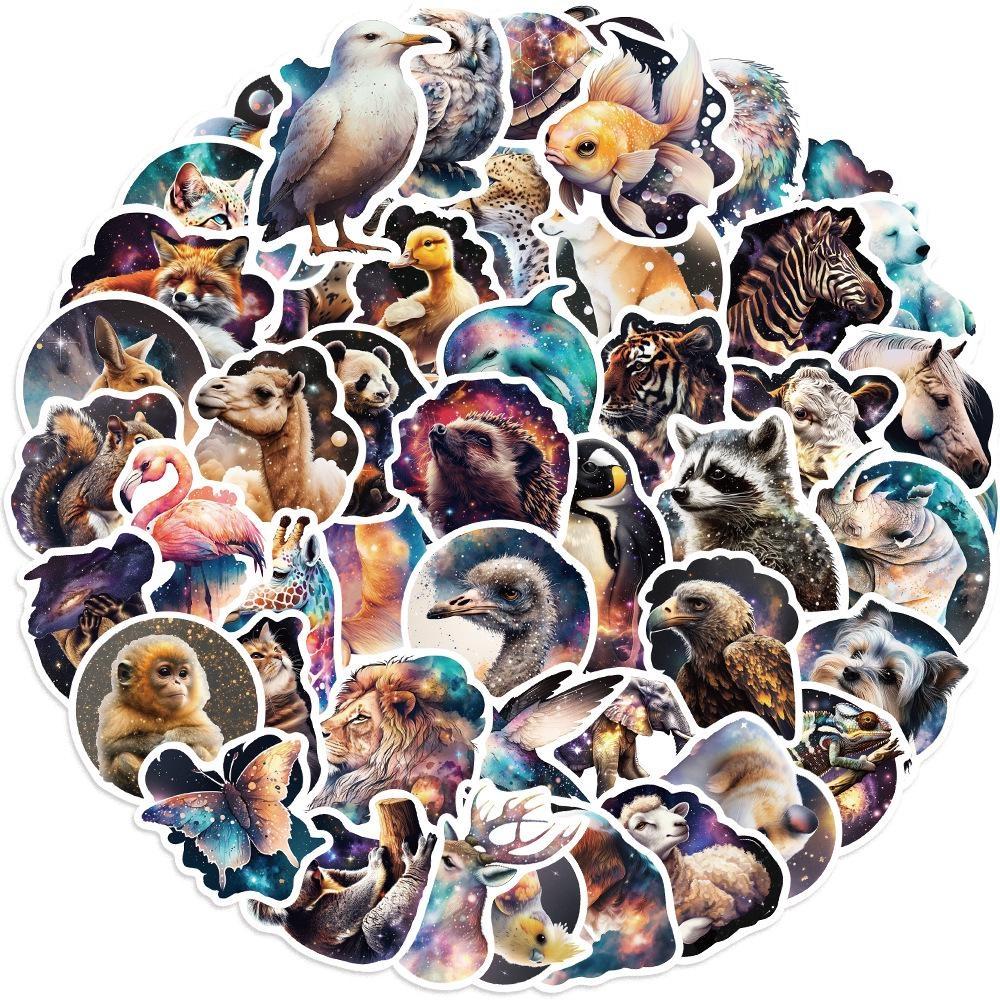 10/50Pcs Fantasy Starry Sky Animal Stickers Cute Animal Graffiti Stickers for DIY Luggage Laptop Skateboard Motorcycle Bicycle Stickers 10PCS
