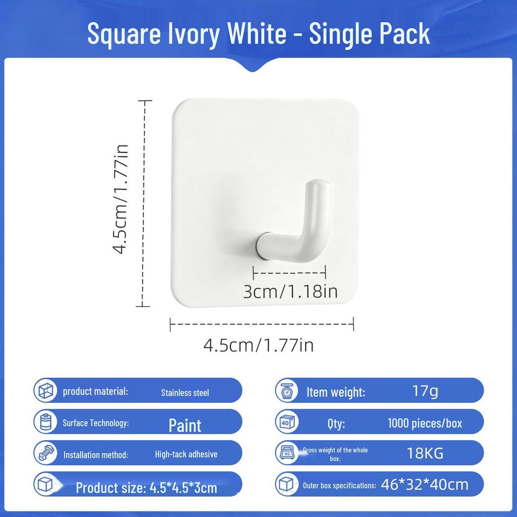 Punch-Free Strong Adhesive 304 Stainless Steel Wall Hook