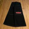 Mens Y2K Streetwear Denim Pants Loose Fit High Waist Retro Graphic Straight Leg Jeans