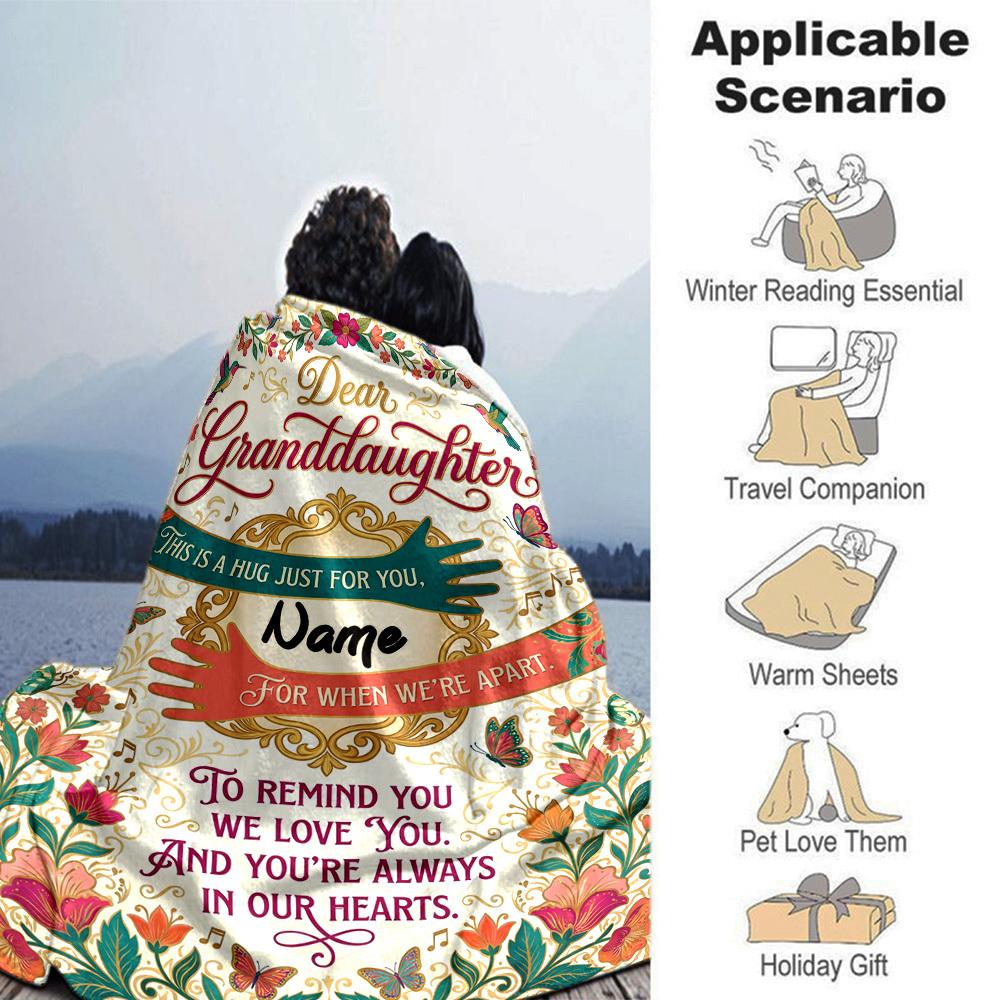 Granddaughter'S Special Hug Personalized Name Blankets Soft And Comfortable Against The Skin Naps And The Office A Wonderful Gift For Friends Family