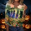 Damen Casual Halloween Print 3/4 Ärmel T-Shirt Top