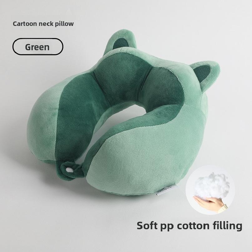 

Wholesale Strawberry Bear Micro Fiber Soft Fluffy U Shape Pillow For Airplane Rest Best selling for new year school gifts зелёный
