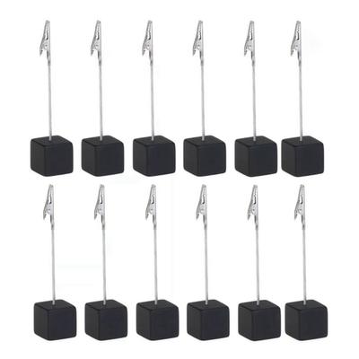 Lot de 12 porte-cartes en forme de cube en pin, support décoratif pour numéro de table, support pour mémo, pour décoration de chevet