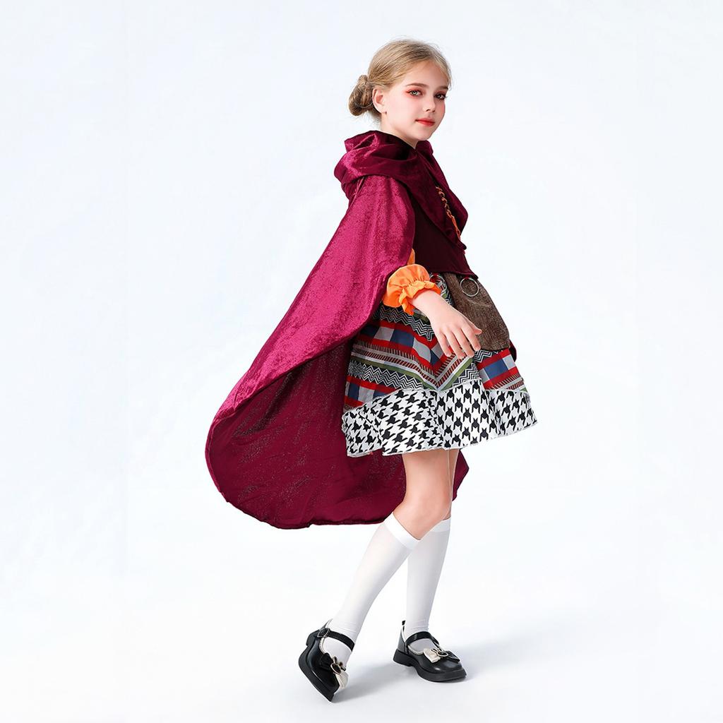 Halloween Children's Role Playing Costume Medieval Style Shawl Cape Dress Set Girls' Holiday Show Clothes Cosplay Dress Up