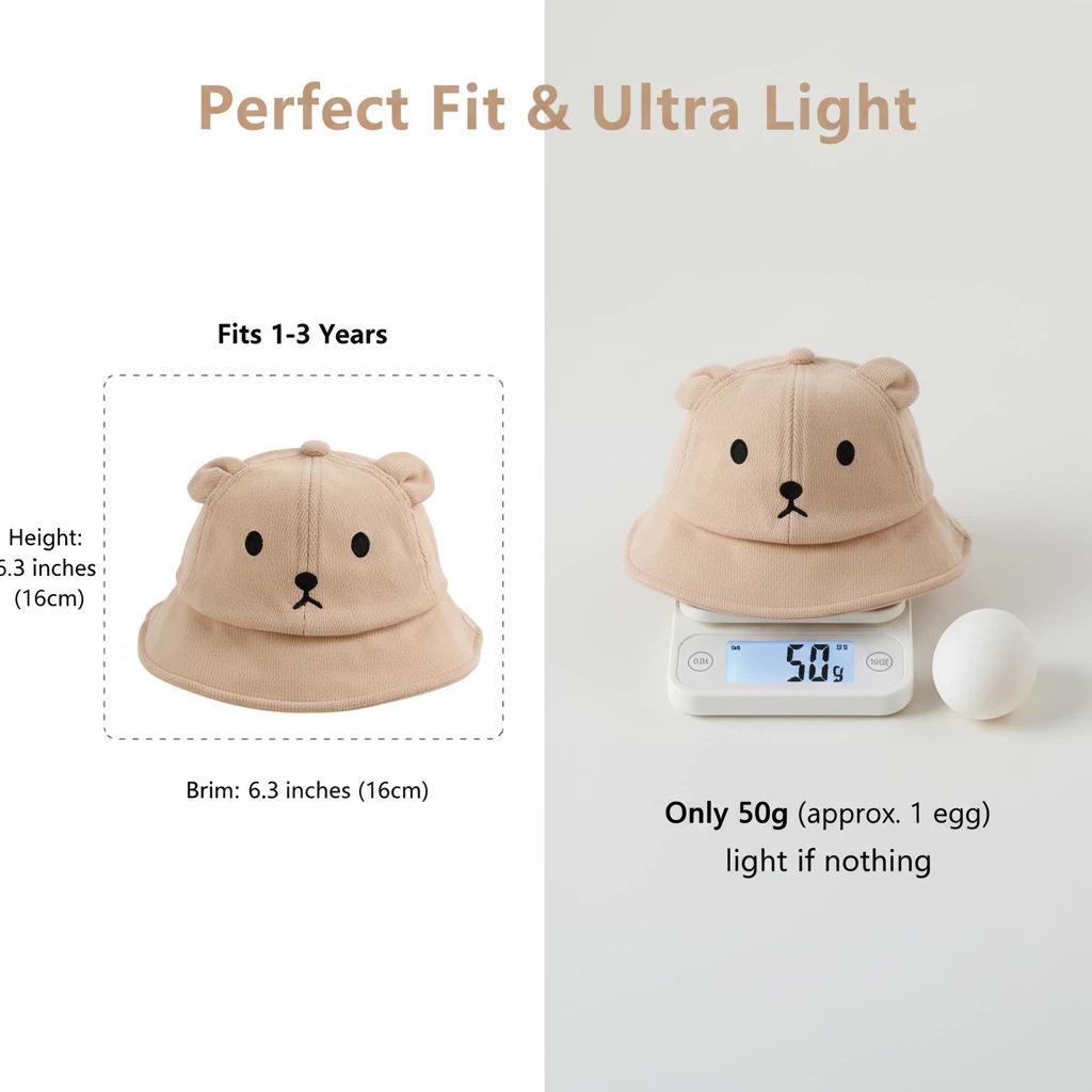 2024 Spring/Summer Korean Baby Cute Bear Bucket Hat - Unisex Sun Protection