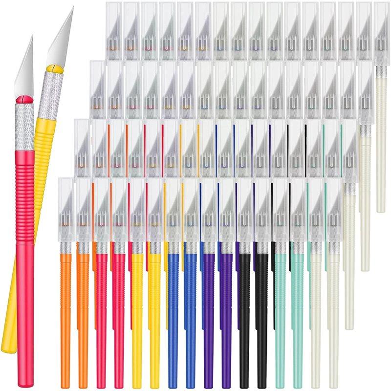 ABGR-Bulk,Craft For Paper, Wood Cardboard,Stencil, Art, Clay, Hobby- 64 Pack Exacto Set, Exacto Knives With Blades