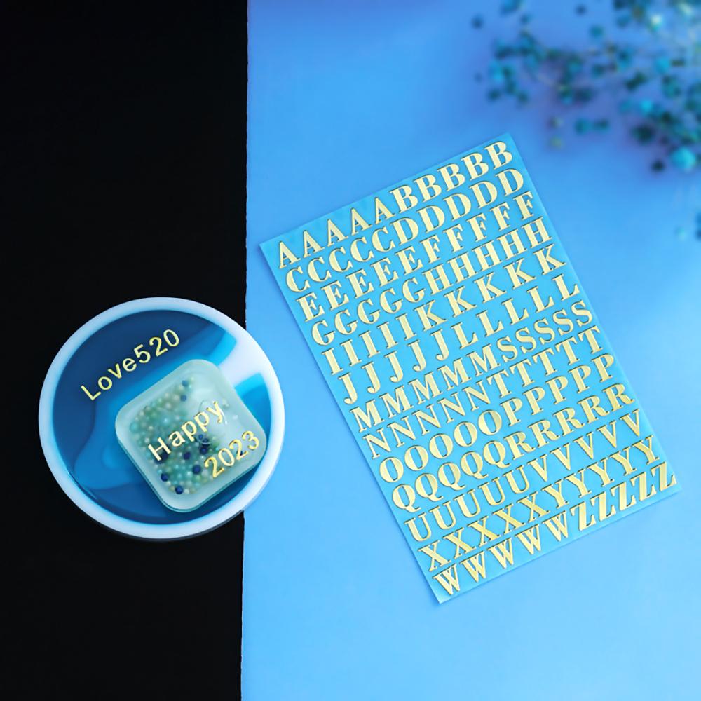 Silicone world 2-9mm Alphabet Letters Numbers Decor Stickers Gold Silver Epoxy Resin Filler For DIY Silicone Molds Craft Making