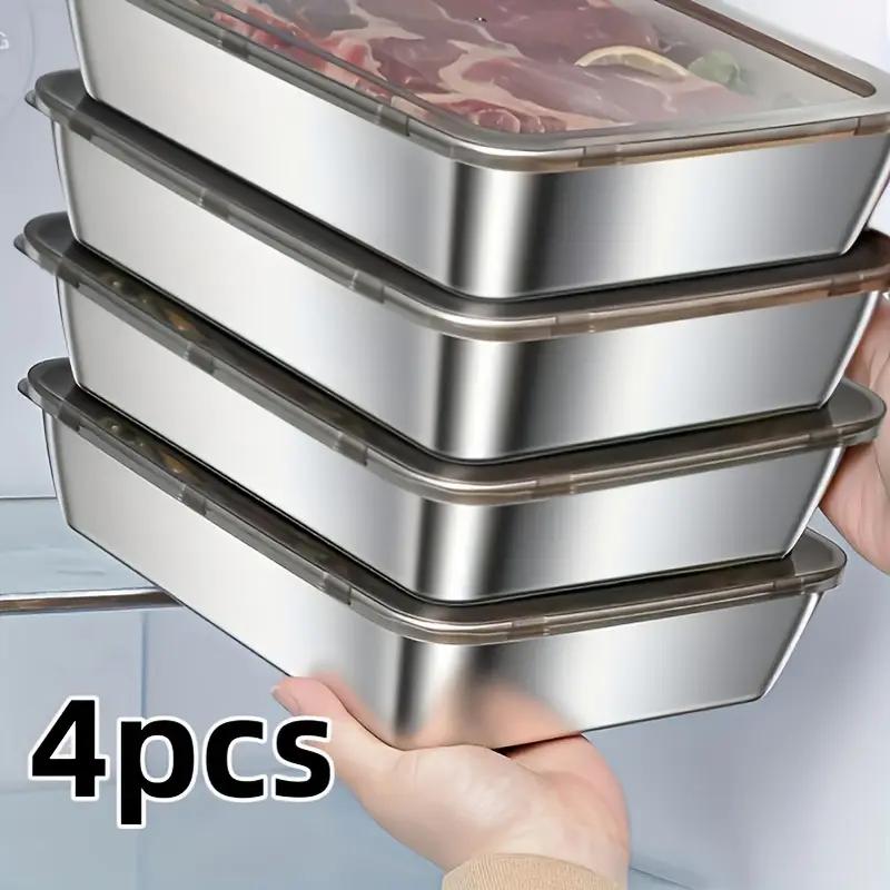 4PCS Stainless Steel Food Storage Set - Leak - Proof Lids, Durable & Easy , Sandwiches, Fruits - Great for Home, Parties