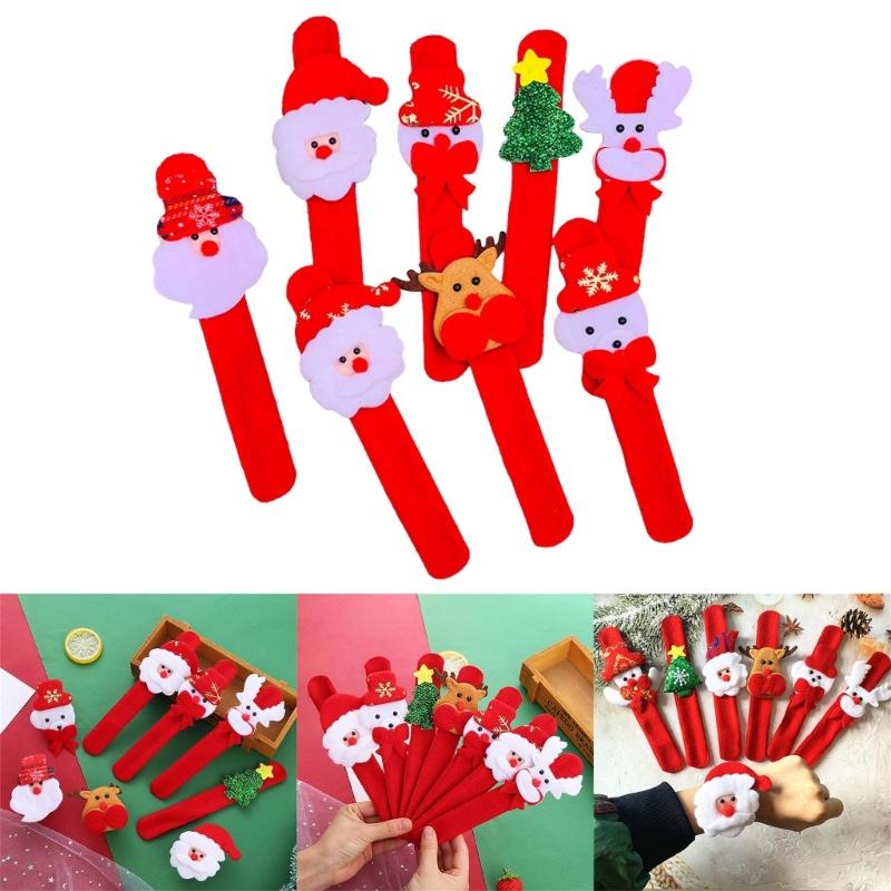 Christmas Decorations Clap Circle Cute Elk Snowman Decor Nativity For Kids Slap Wrist Slap Christmas Gifts Bracelet