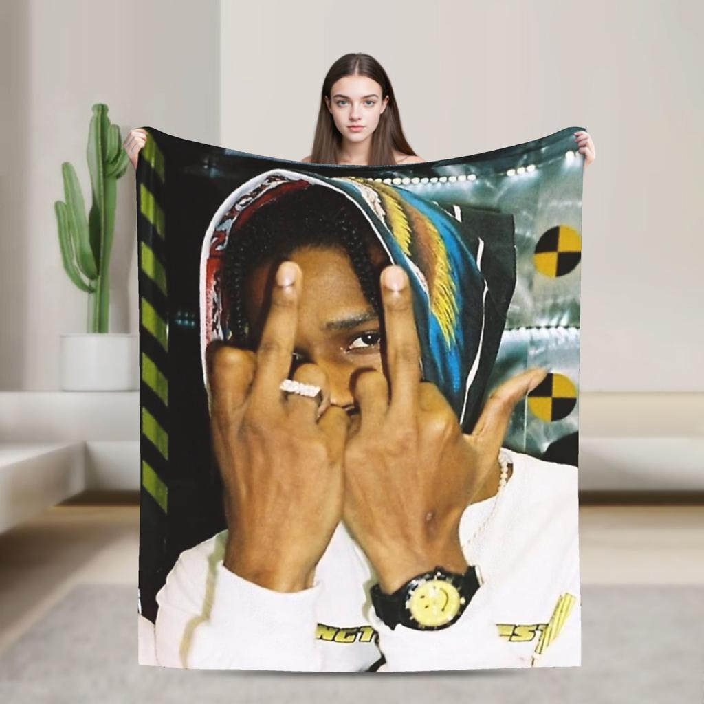ASAP Rockys Retro Blankets Fleece Winter Breathable Super Warm Throw Blankets for Bed Car Plush Thin Quilt