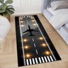 Runway Rug Airplane Design Long Runner Rug Non Slip Washable Kitchen Mat Blue Yellow Plane Hallway Carpet