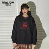 TonLion Damen Rundhals-Sweatshirt mit Schmetterlings- und Buchstaben-Print
