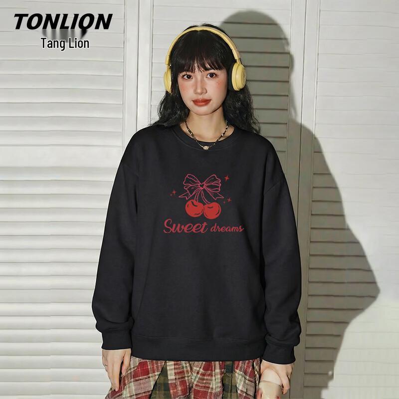 TonLion Damen Rundhals-Sweatshirt mit Schmetterlings- und Buchstaben-Print