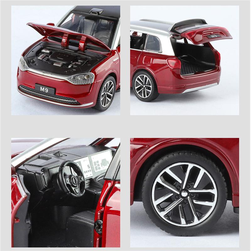 1/32 AITO M9 SUV Alloy New Energy Car Model Diecasts Metal Luxy Vehicles Car Model Simulation Sound and Light Childrens Toy Gift