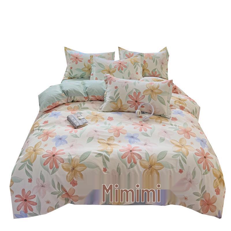 128x68 Pure Cotton Fresh Small Floral Print Four-Piece Dorm Bedding Set