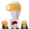 Trendy 3d Beer Cup Knitted Beanie Hat For Winter Warmth In Yellow Wine Red And Khaki