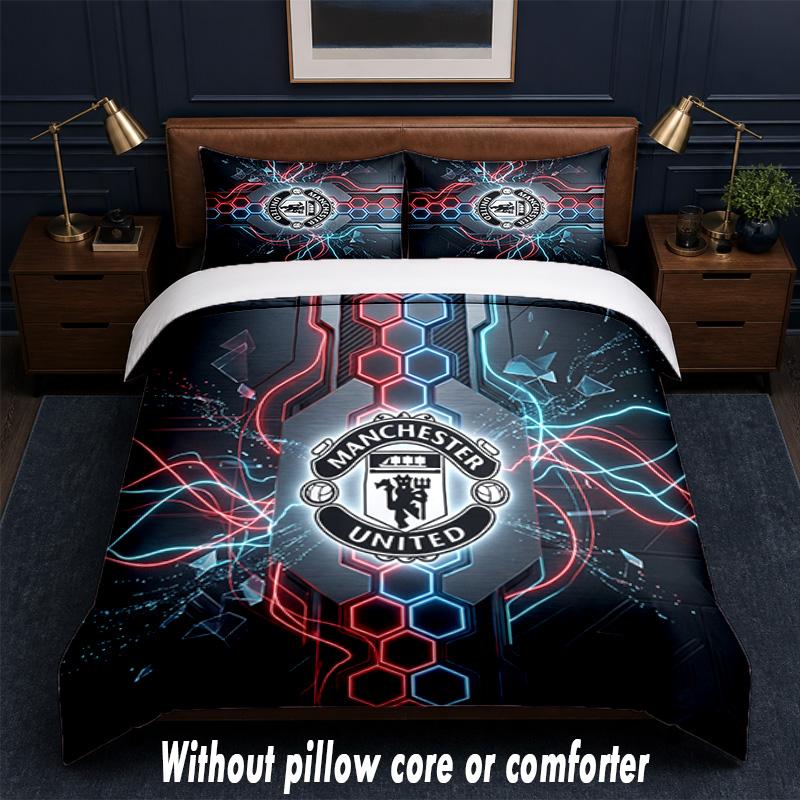 Designové povlečení Manchester United 1 povlak na peřinu + 2 povlaky na polštář Měkké prodyšné domácí povlečení