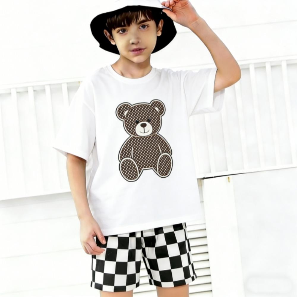Fake Cardigan 67 Zebra Color Printed Kids T-shirt and Shorts 2 Piece Set Summer Casual Outfit for Boys and Girls Kids Clothing