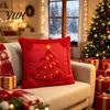 Cozy Winter Festive Pillow Cover Christmas Throw Cover, 18x18 Inch Plush Cushion 3D Snowman Themed Covers Reindeer Pattern, Case for Holiday Home Sofa