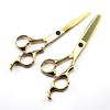6.0" Golden God Walker Bamboo Handle Hairdressing Scissors - Straight & Thinning Shears for Barbers