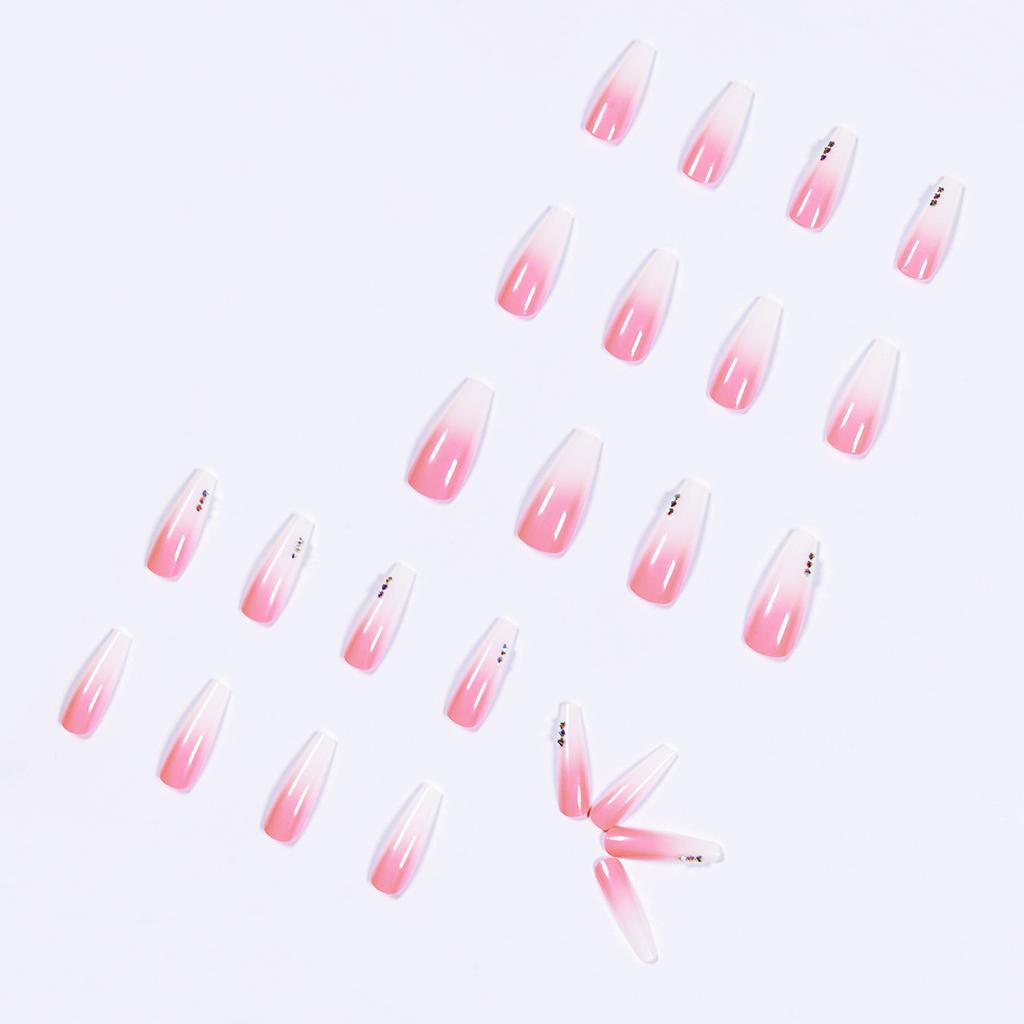 Gradueller Wechsel Rosa Strasssteine Tragen Nagelkunst Fertige Fälschung Nägel Nagelkunst-Aufkleber Nagel-Aufkleber Abnehmbares Nagelteil