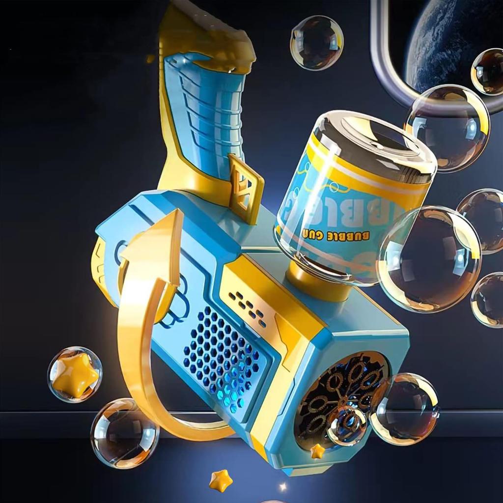 Pistola a Bolle Bazooka Elettrica, Automatica, Anti-perdita, con Luce LED, Giocattolo per Bambini per Gioco all'Aperto, Picnic, Campeggio, Matrimoni, Compleanni, Regalo, Include