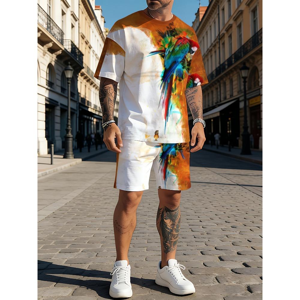 3D digital printing, teen men s short-sleeved suit, multi-functional and breathable. S