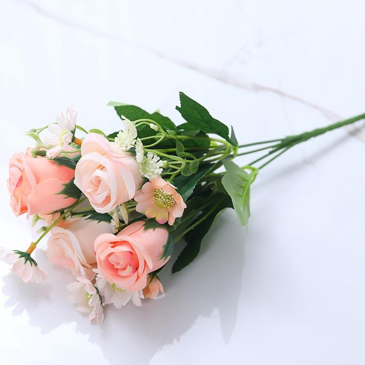 

Simulated Flower Rose Daisy Hand-Held Flower Wedding Fake Bride High-End Feeling Photo Props White Pink Bouquet Home Decoration 1pc шампанского