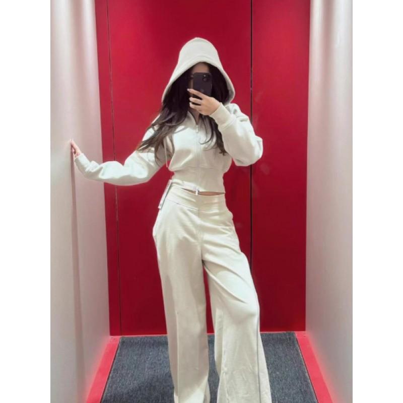 Womens Short Cropped Hooded Zip-Up Sweatshirt Top Slim Fit Long Sleeve Casual Office Wear Fall Winter