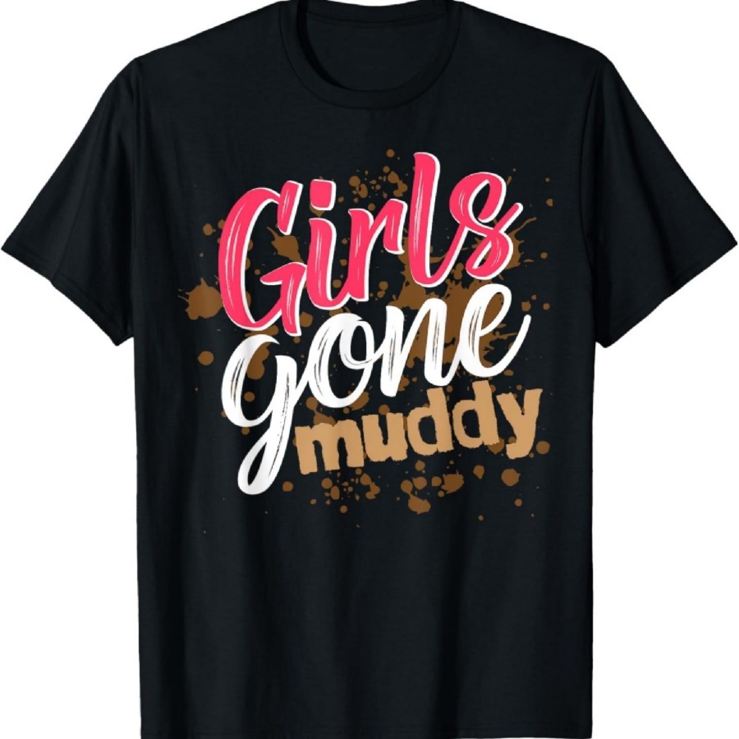 

Девушки ушли в грязь Наряд для грязевого забега для женщин Командная футболка для грязевого забега XXXXXL чёрный