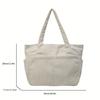 Large Capacity Women's Corduroy Tote Bag Casual Striped Shoulder Bag with Fixed Straps Zipper Handbag for Daily Commuting