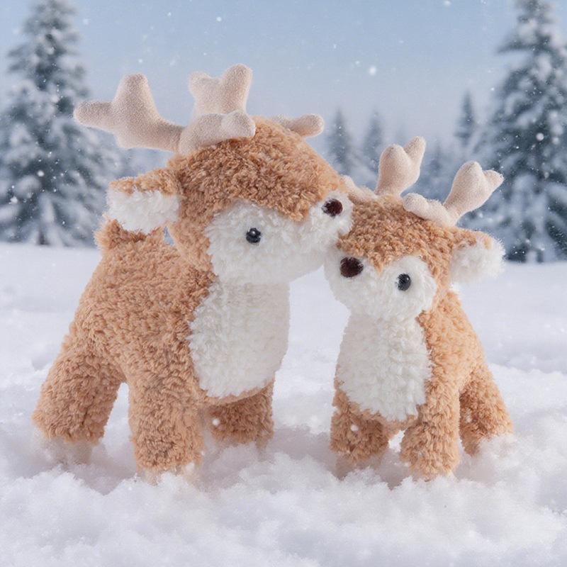 Cute Simulation Christmas Deer Reindeer Doll Plush Toy Deer Sika Deer Doll Children Soothing Doll