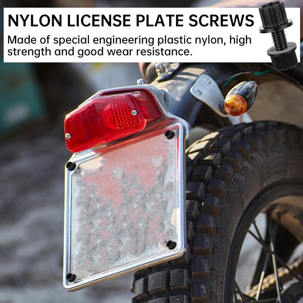 License Plate Bolts 8 Pcs 6mm License Plate Screws Universal Thread Screws Nylon Bolts and Nuts for Motorcycle Cars Trucks Bike Plates Fasteners