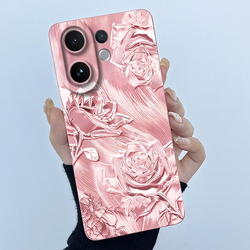 For Vivo V60 Phone Case V2511 Cover Fashion Simplicity Flowers Soft Liquid Silicone Shell For Vivo V 60 VivoV60 5G 2025 Fundas