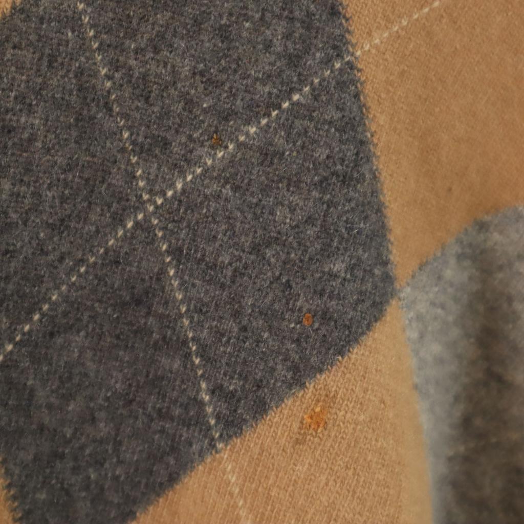 Dunhill Made in Scotland 100% cashmere Argyle Pattern Long sleeve V neck sweater Men's Used