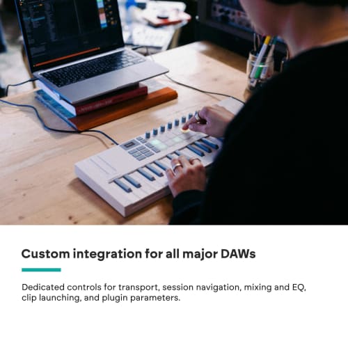 Novation Launchkey Mini 37 White MK4 - Portable 37 Mini-Key, USB, MIDI Keyboard with DAW Integration, Chord & Scale Modes, 16 Drum Pads, Arpeggiator,