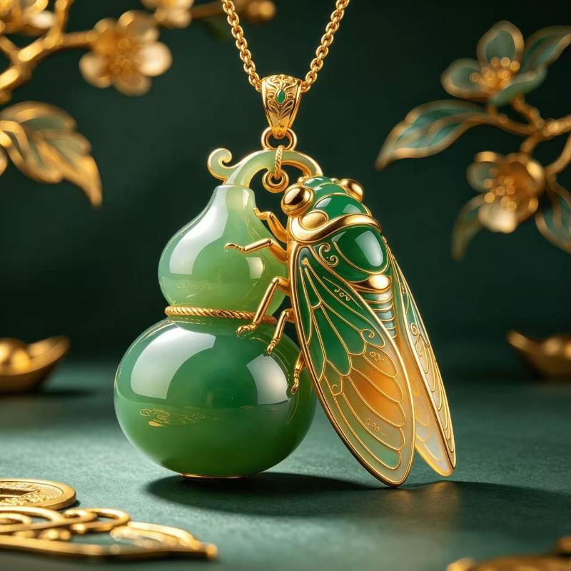 Ethnic Imitation Jade Pendant Necklace Chinese Vintage Charm Jewelry For Men Women Daily Outfit Festival Gift Use