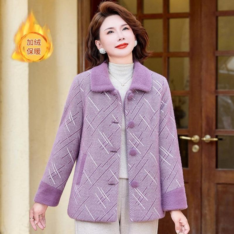 Mid-winter Clothing Middle-aged and Elderly Autumn, Winter, Autumn and Winter Clothing Tops, Woolen Coats, New Mother Women's Clothing, Mink Clothes
