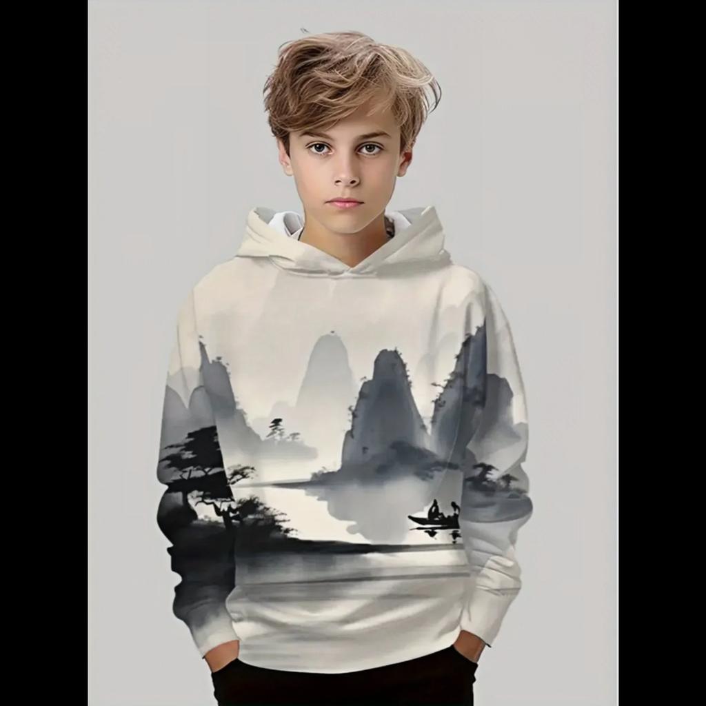Fashion Hoodie Beautiful Scenery 3D Print Autumn Casual Pullover Long-Sleeve Hoodie Outdoor Sports Boy Girls Children's Clothing