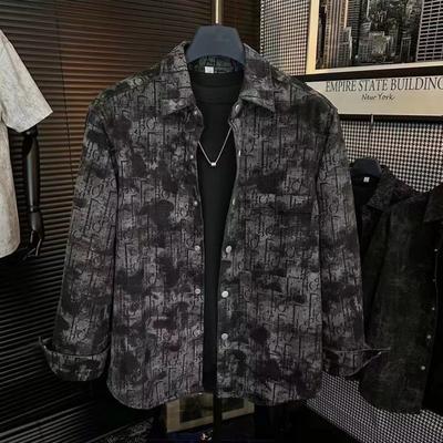 Autumn New Men's Handsome and Versatile Tie-dye Retro High-end Shirt Jacket Korean Style Trendy Versatile Top