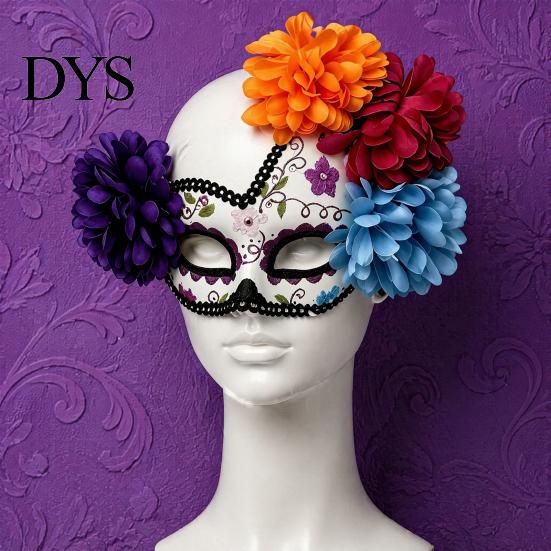 Máscara Exótica do Dia dos Mortos Máscara de Baile de Máscaras de Halloween, Crânio de Flor Mexicano Design Leve Almofada para Olhos para Fantasia, Traje de Festa, Festa de Cosplay