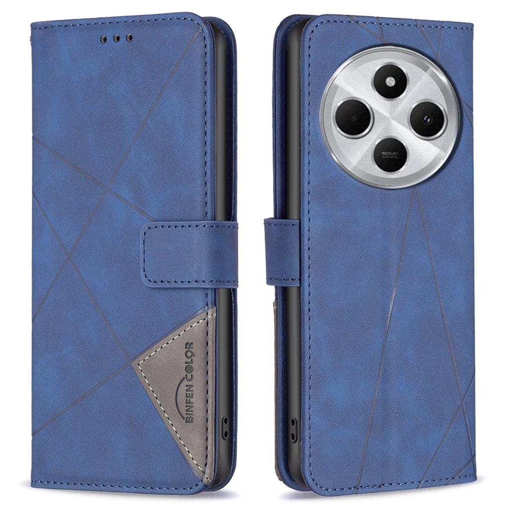 BINFEN COLOR Für Xiaomi Poco C75 4G/Redmi 14R 5G/14C 4G Handyhüllen Brieftasche Ständer Geometrie Geprägte Lederhülle