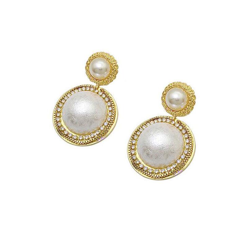 Water Drop Pearl Rhinestone Tassel Earrings