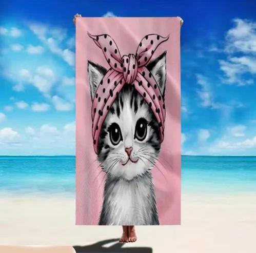 Une Serviette de Plage Surdimensionnée en Microfibre Une Serviette Douce, Légère et à Séchage Rapide Présentant des Motifs Ludiques Serviettes