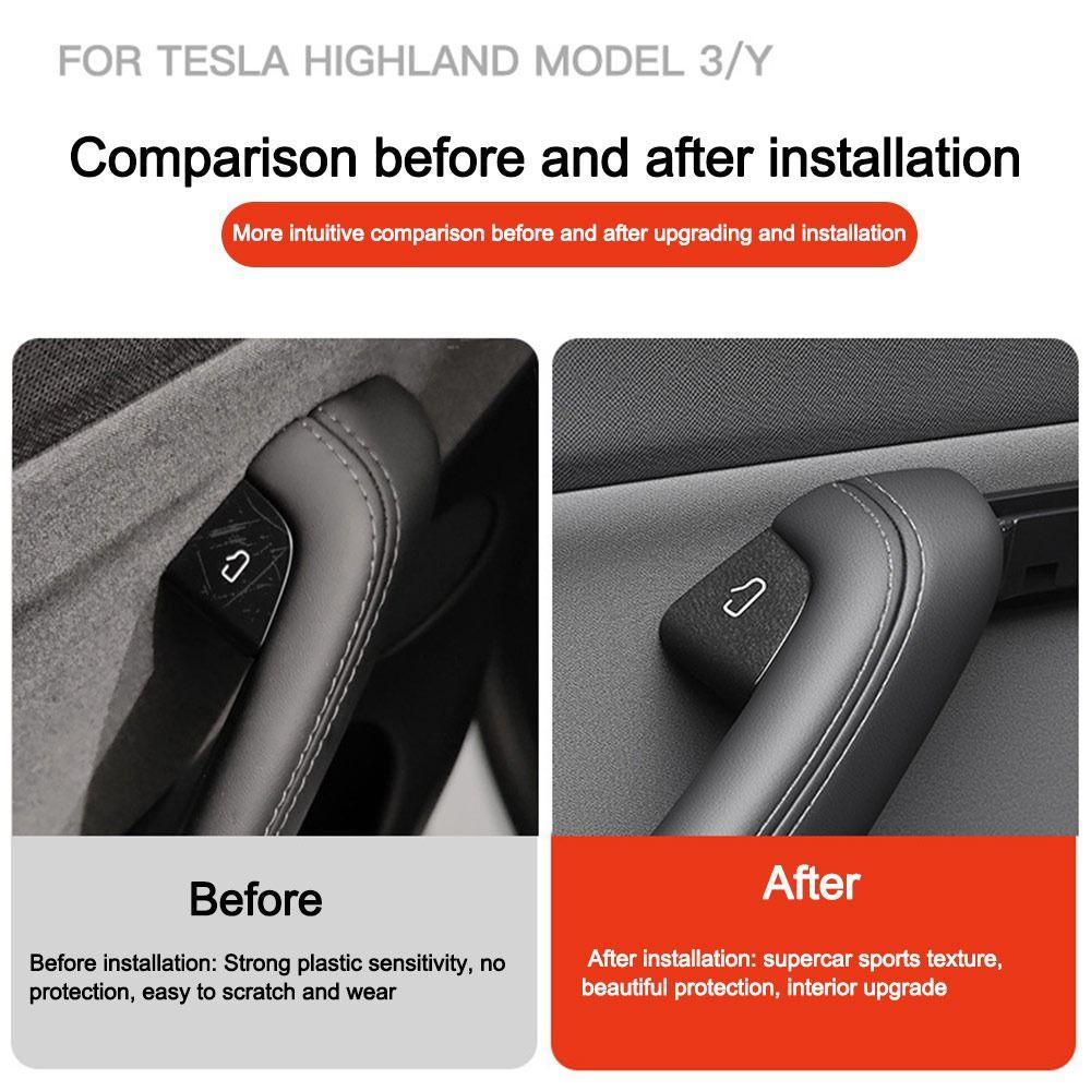 4pcs Luxury Door Switch Patch Custom Fit Suede Trim Sticker Cover Car Door Lock Cover for Tesla Model 3/Y Juniper Launch 2025