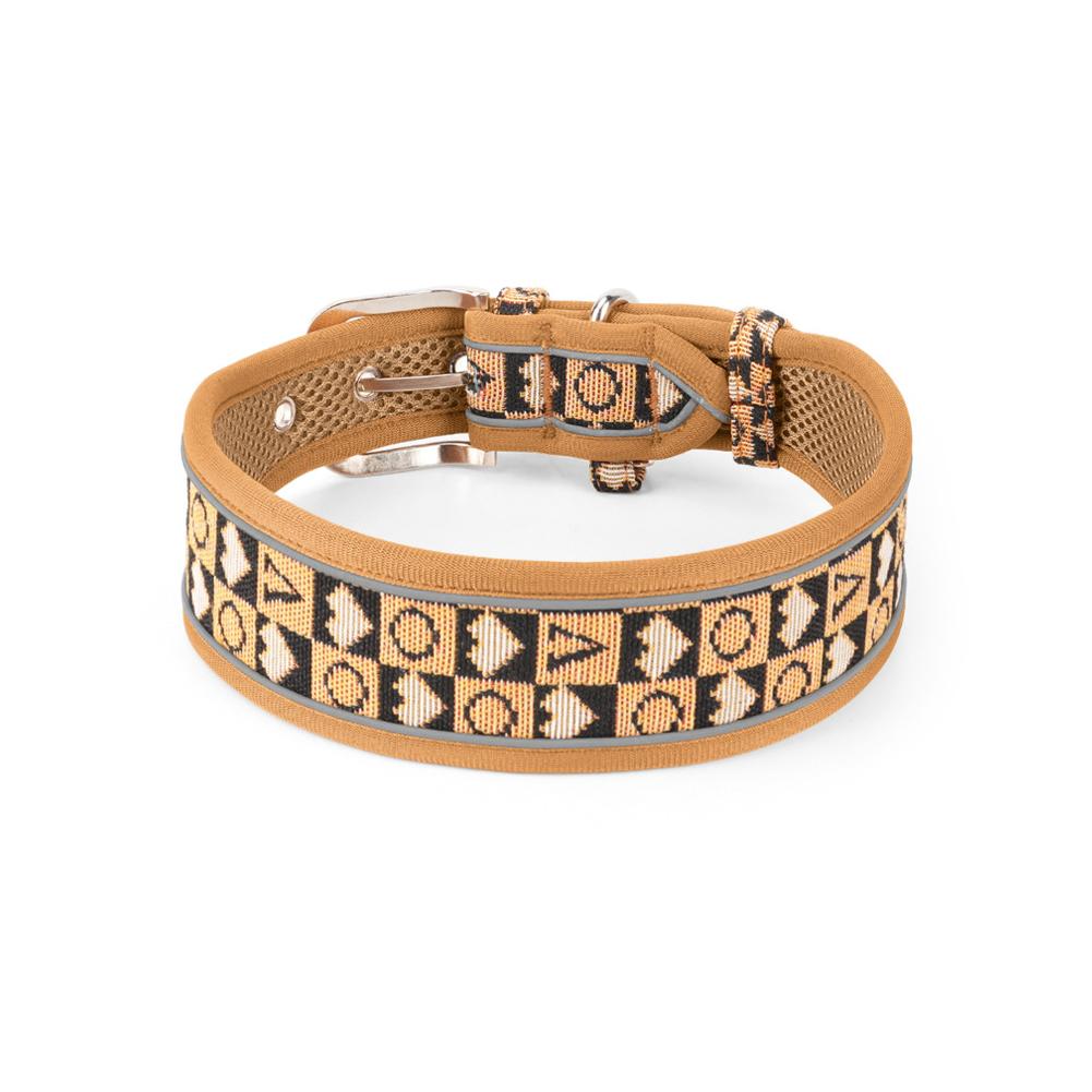 Vintage Retro Reflecterende Hondenhalsband Metalen Gesp Ademend Verstelbaar Buiten Wandelen voor Middelgrote Grote Honden