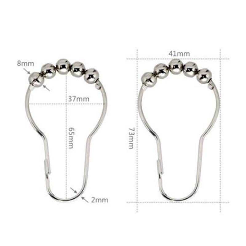 12-częściowe haczyki do zasłony prysznicowej ze stali nierdzewnej z rolkami - odporne na rdzę i łatwe w montażu