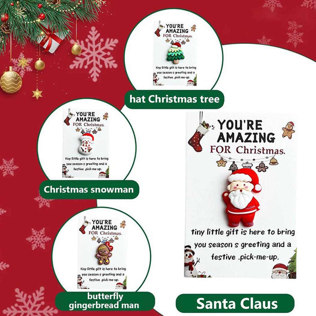 New Pocket Christmas Hug Ornament Small Santa Claus Figure with Greeting Cards for Christmas Gift Bag Fillers Stocking Stuffer